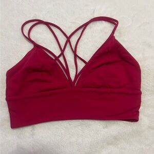 Red strappy lululemon sports bra